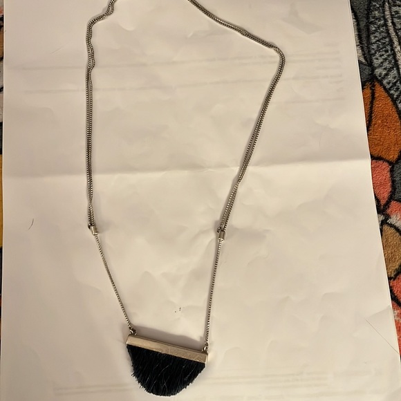 Madewell Adjustable Necklace with Fun and Classy Dark Blue Fringed Pendant - Picture 5 of 7